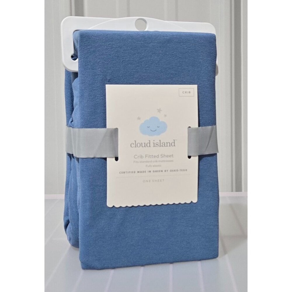 Cloud Island Fitted Crib Sheet Bergen Heathered Blue 28" x 52" Fits to 6" Deep